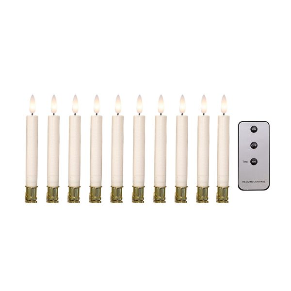 LED Juletræslys (special sokkel til Georg Jensen), hvid, 10 stk. inkl. fjernbetjening