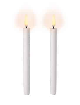 UYUNI LED 2-pak Juletræslys m. 3D flamme 14 cm (Nordic White)
